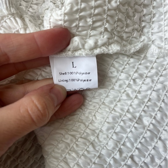 Boho White 2 Piece Set L | Smocked Crop Top Off Shoulder Bell Sleeve Maxi Skirt - Picture 4 of 10